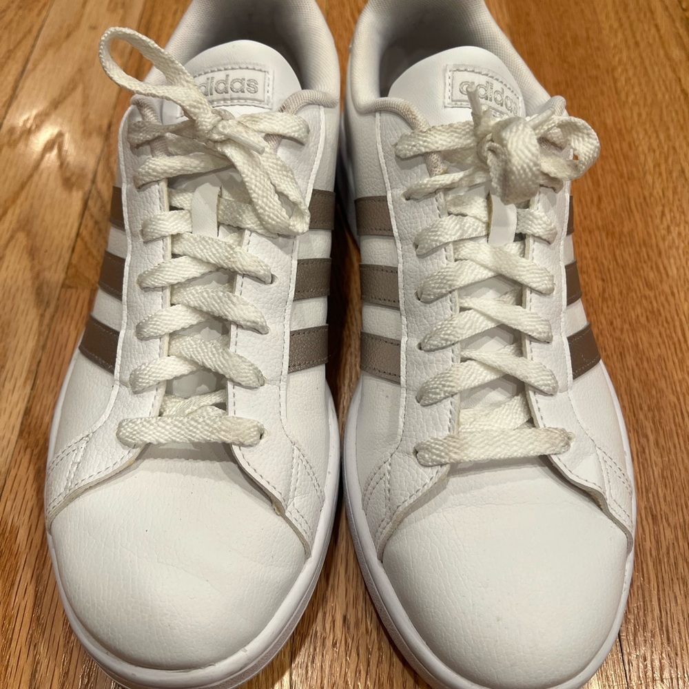 Adidas White Sneakers with Stripes